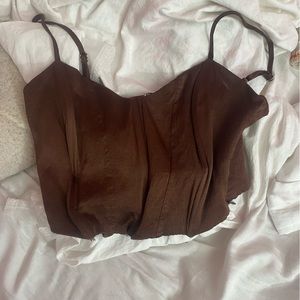 Cute brown corset crop top